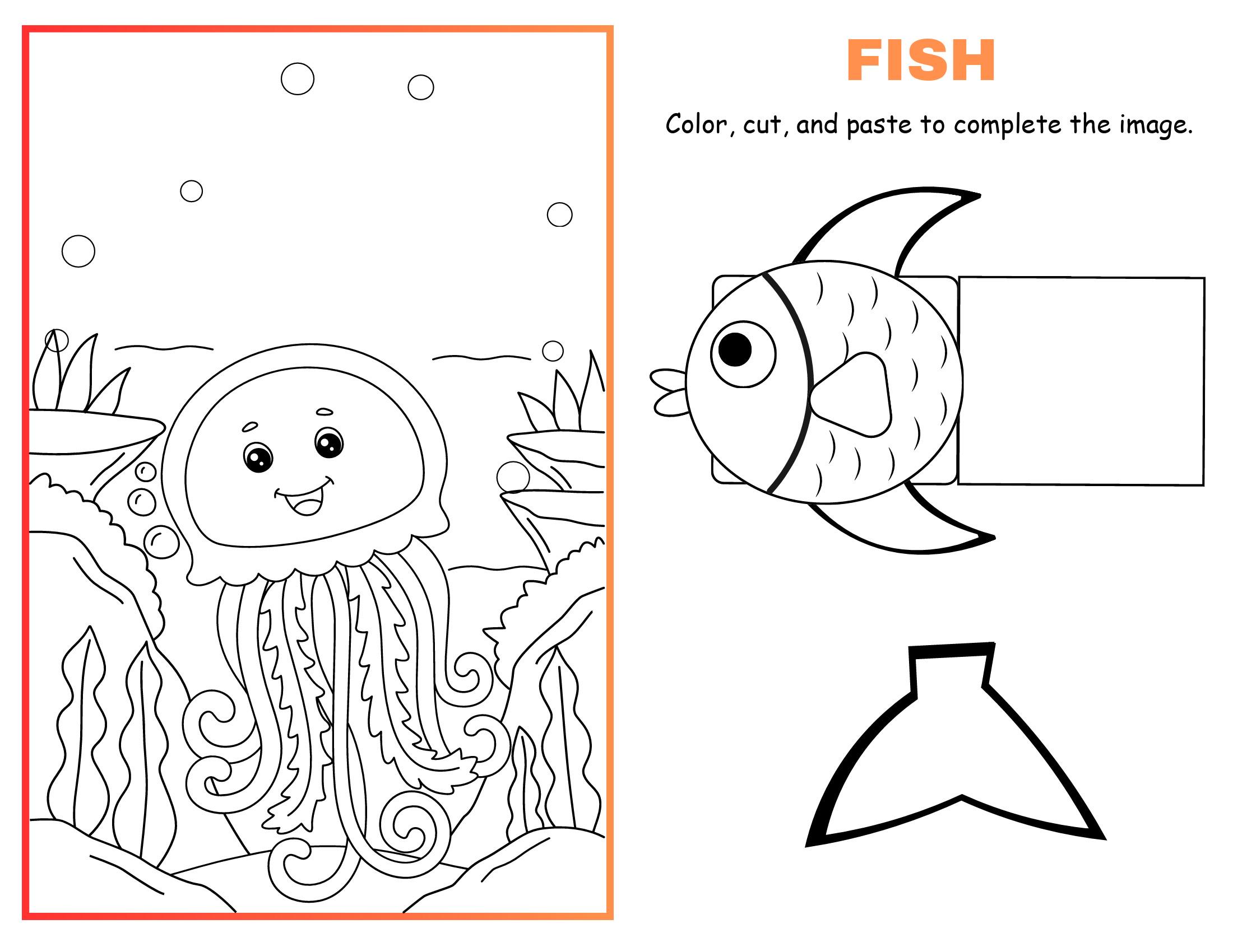 Ocean Animal Craft Printable , Kids Activity Under the Sea , Cut and ...