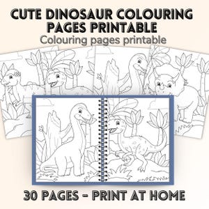 30 Cute Dinosaur Coloring Pages Printable, Dinosaur Coloring Sheets for Kids, Dinosaur Coloring Book, Kids Coloring Pages, Size 8.5x11