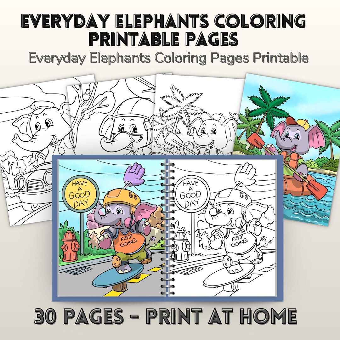 Elephant Coloring Pages Printable , Kids & Adults Cute Animal Coloring ...