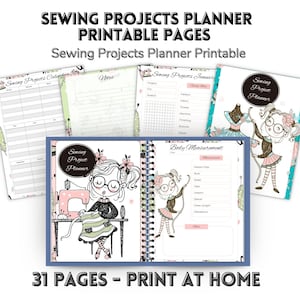 Utskrivbar syprojektsplanerare , 31 sidor , Syplanerare , Symönsterorganisatör , Sydagbok , Syprojektplanerare