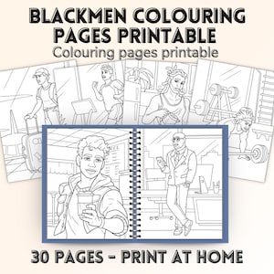 30 Black Handsome Men Coloring Pages for Adults | African American Men Printable Coloring Book | Instant Download PDF