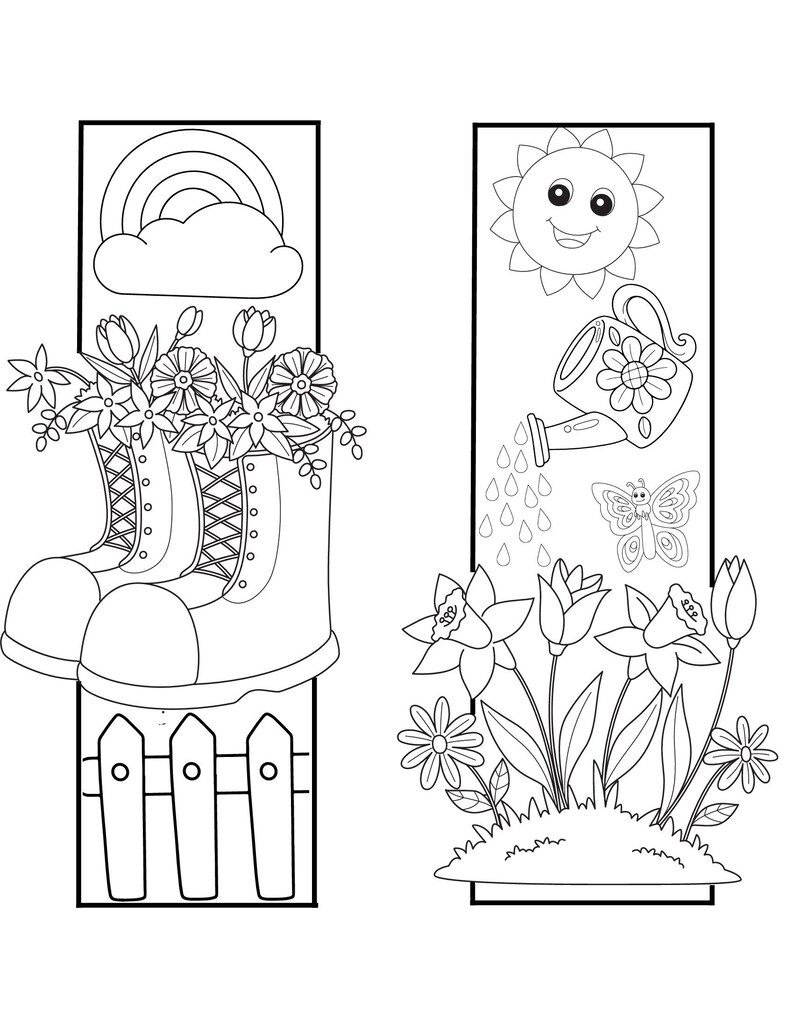 Spring Coloring Bookmarks Printable for Kids,cut and Color Bookmarks ...