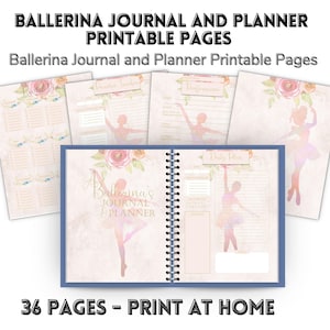 Agenda ballerine imprimable, journal de ballet, suivi de danse, journal d'entraînement de ballet pour filles, agenda hebdomadaire, cadeau de danse pour enfants, cadeaux de ballerine