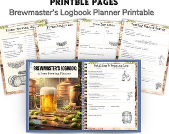 Brewmaster’s Logbook Printable | Beer Brewing Journal PDF | Home Brewing Recipes & Tasting Notes | Beer Lover Gift | Beer Brewer Planner