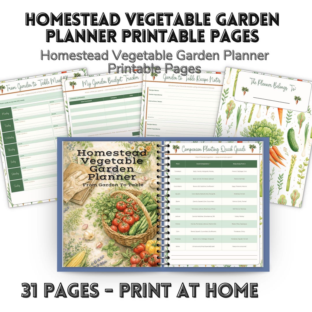 Homestead Garden Planner Printable Pdf,vegetable Garden Journal, Seed ...