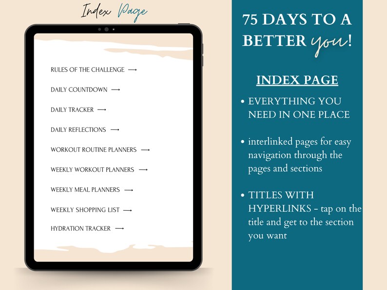 75 Soft Challenge Tracker Goodnotes Template Daily Routine Workout Planner Exercise Tracker
