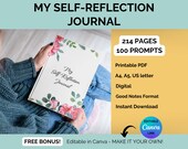 Editable Journal For Self Reflection With Journaling Prompts, Floral Journal Printable, Reflection Journal With Prompts, Journal For Women