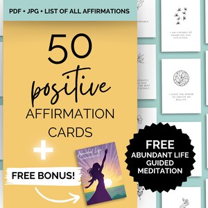 50 tarjetas de afirmación imprimibles, tarjetas de citas positivas con mensajes inspiradores, herramientas de terapia para entrenadores, impresión de afirmación diaria