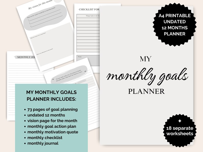 All-in-one Goal Setting Worksheets Bundle, Printable Goal Planner ...
