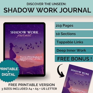 Shadow Work Journal with Prompts - Guided Therapy Workbook for Inner Child - Digital Workbook for Mental Health - 200+ Prompts for Healing