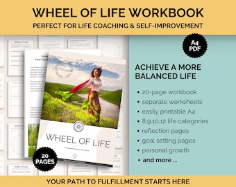 Wheel of Life Planner - Goal Setting Template - Life Balance Workbook - Digital PDF Download - Life Coaching Tool - Self Improvement Planner