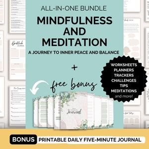 Alles-in-één mindfulness- en meditatiebundel, lichaam en geest, dagelijkse mindfulness-oefeningen, Mindful Kleurplaten, meditatiescripts