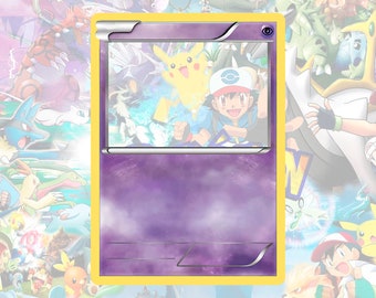 Oryginalny szablon karty Pokemon o charakterze psychicznym w formacie PNG