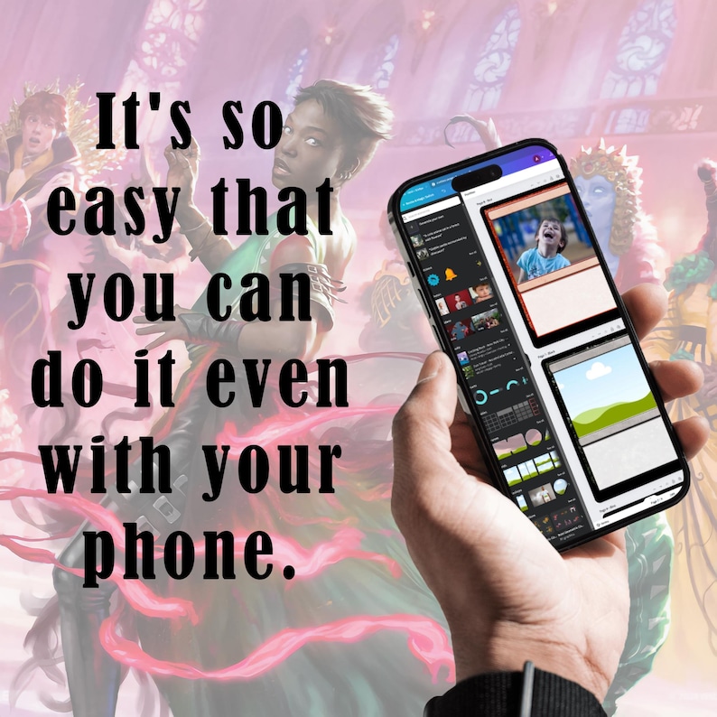 Editing Magic the Gathering custom card templates on a smartphone using Canva