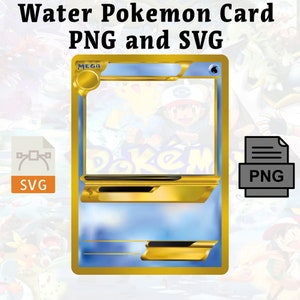 Modèle de carte Pokémon eau - SVG et PNG personnalisables pour faire-part d'anniversaire, créations numériques, objets de collection