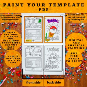 Kit de cartes Pokémon à peindre soi-même - PDF imprimable à colorier A4