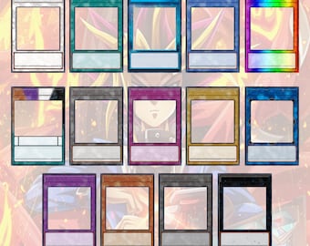 Ramki na karty retro Yu-Gi-Oh, ekspozycja grafiki TCG (pliki PNG) do nostalgicznych dekoracji gamingowych