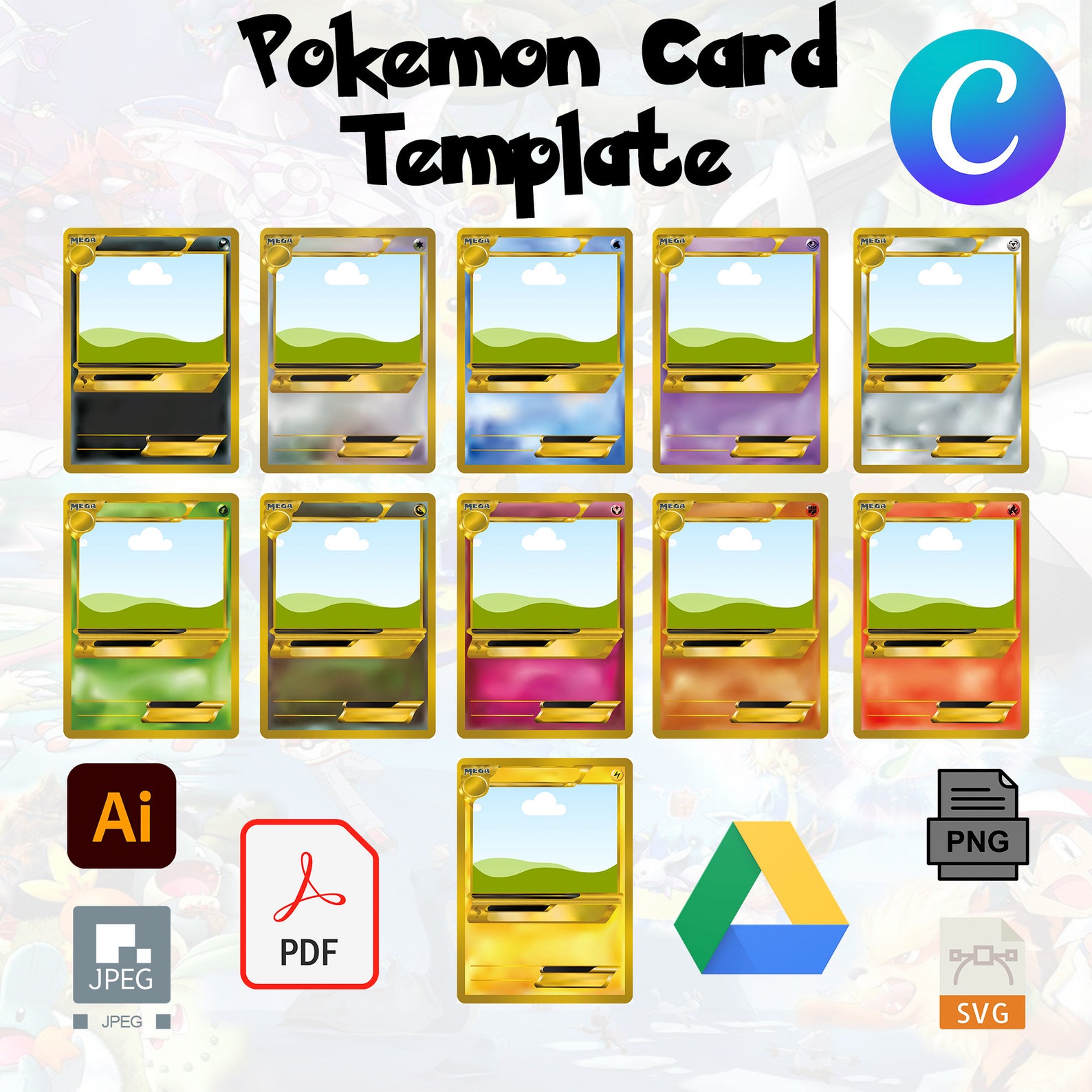 Custom Pokemon Card With Canva Frame Template Craft Your Adventure Custom Pokemon Card With Canva Frame Template Craft Your Adventure