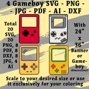 Level Up Your Party: Retro Gameboy & Mario Mania Template Bundle - Craft, Cut, and Celebrate in Style - SVG, PNG, Ai, DXF, Jpg