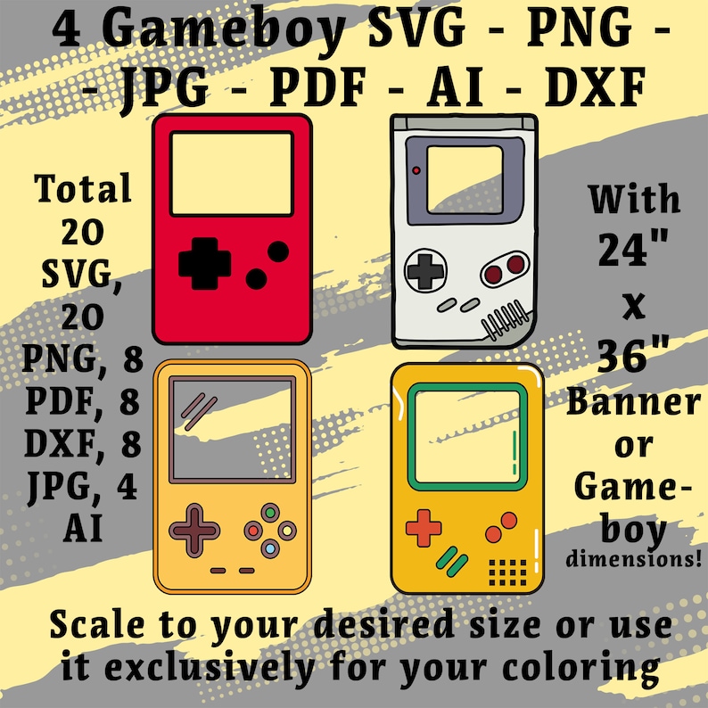 Retro Gameboy & Mario Template Bundle (svg, Png, Ai, Dxf, Jpg) (digital ...