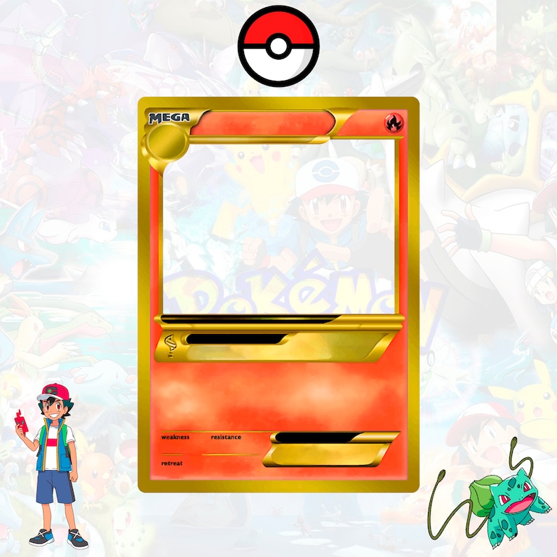 Original Mega Fire Pokemon Card Template PNG Etsy