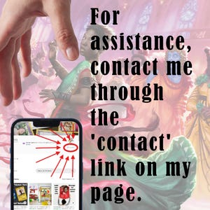 Puede incluir: Una captura de pantalla de un tel&eacute;fono m&oacute;vil que muestra un sitio web con un c&iacute;rculo rojo alrededor de la palabra "Contacto". El texto en la pantalla dice "Para asistencia, contacta conmigo a trav&eacute;s del enlace "contacto" en mi p&aacute;gina."