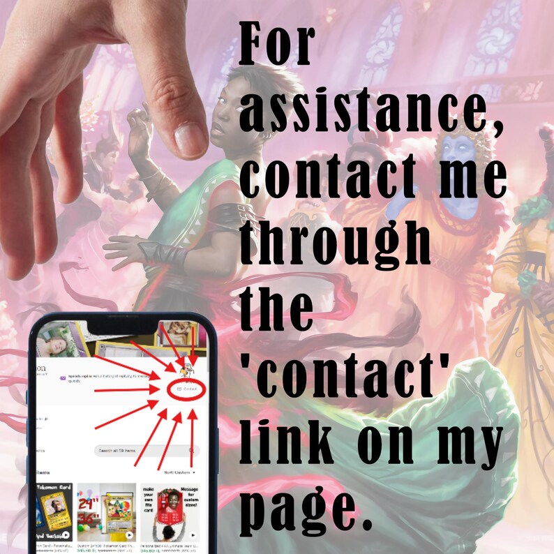 Puede incluir: Una captura de pantalla de un tel&eacute;fono m&oacute;vil que muestra un sitio web con un c&iacute;rculo rojo alrededor de la palabra "Contacto". El texto en la pantalla dice "Para asistencia, contacta conmigo a trav&eacute;s del enlace "contacto" en mi p&aacute;gina."