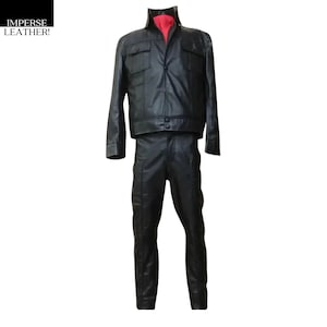 Elvis Presley 1968 American singer comeback special Black leather Suit Jacket/Pant - Vintage Artist Stage Costume For Tribute - Gift For Him