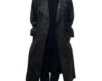 Mens Lee Brandon the Crow Costume Leather Trench Coat Vintage