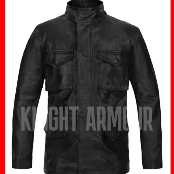 M-65 Field Jacket Genuine Lamb Leather Military Army Rambo Desert Storm Coat