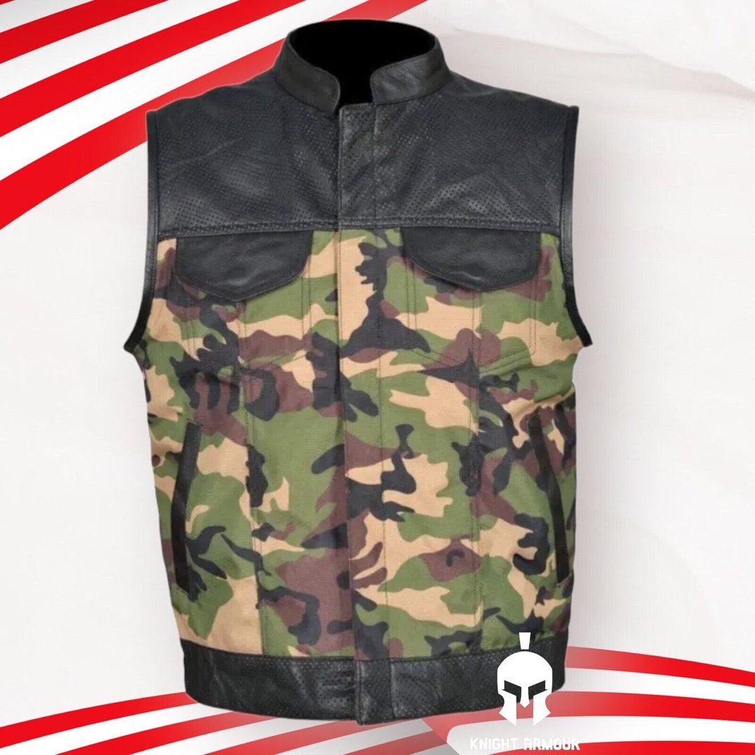 Sons of Anarchy Codura Real Leather Camouflage Vest Camo Biker Etsy