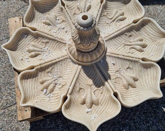 Fuente de aspersor tallada de lujo, decoración de jardín, fuente de agua interior, fuente de peces de mármol, fuente inspirada en Mughal, obras de arte coleccionables