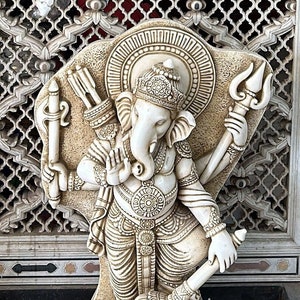 Dust Marble Carved Ganesha, Marble Lord Ganesha Statue, Hindu Deity of Good Luck, Ganesha idol,Temple Decor,Ganesha Sculpture,Spiritual Art