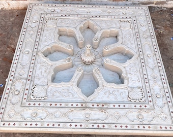 Large 100% Natural Stone Art, Marble Mughal Fountain, Handcrafted Outdoor Fountain,Carved Designer Fountain,Garden Decor,Collectible Artwork