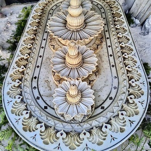 Luxury 5 Sprinkler Fountain, Mughal Inspired Fountain, Lotus Outdoor Fountain,Carved Designer Fountain,Garden Decor,Collectible Fine Artwork