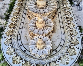 Luxury 5 Sprinkler Fountain, Mughal Inspired Fountain, Lotus Outdoor Fountain,Carved Designer Fountain,Garden Decor,Collectible Fine Artwork