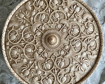 Indoor Water Fountain, Marble Fish Fountain,Luxury Carved Sprinkler Fountain,Garden Decor, Mughal Inspired Fountain,Collectible Fine Artwork