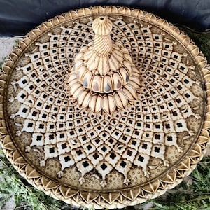 Marble Mughal Inspired Fountain, Luxury Carved Sprinkler Fountain, Garden Decor, Fish Designed Indoor Fountain, Collectible Fine Artwork