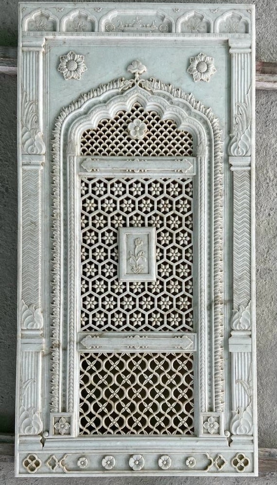 Hand Carved Marble Mughal Horse Panel From Rajasthan Hand Carved Marble Mughal Horse Panel From Rajasthan
