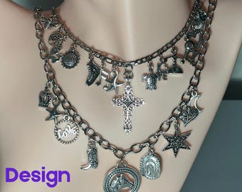 Custom Silver Charm Necklace, Design your own custom charm necklace, Choose your charms, Create your own Personalized jewelry gift for her