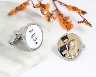 Gemelos personalizados con foto, Gemelos de boda, Gemelos personalizados, Regalo de boda para el novio, Gemelos conmemorativos, Gemelos del padre de la novia