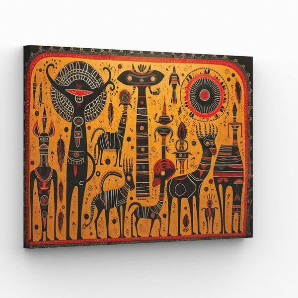 African tribal wall art, Mural artwork, Digital artwork for canvas print, Ultra-High-resolution, 7680 x 5664 pixels, Instant download