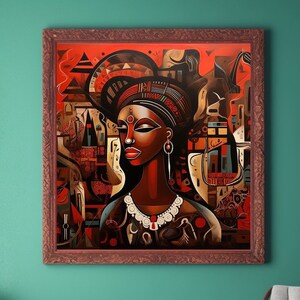 Tribal Africa | 8000x8000px Ultra high Resolution | 300dpi JPG | 1:1 Ratio |Fiery Red Palette | Digital Artwork | Instant download