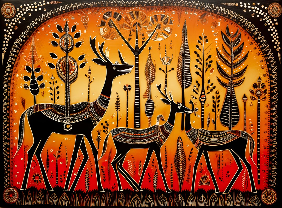 African Tribal Wall Art Mural Artwork Digital Artwork for Etsy