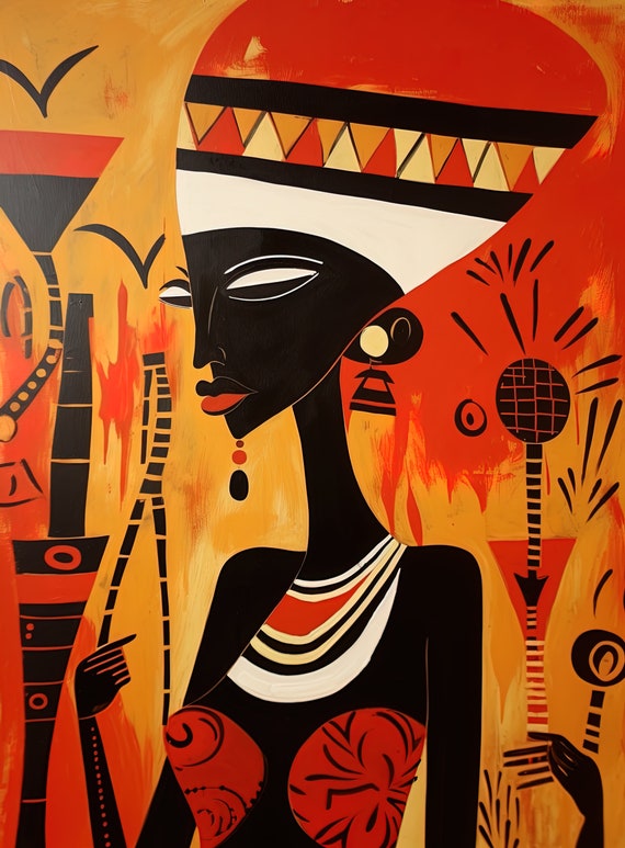 Instant Downloadable African Tribal Art, Digital Painting