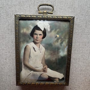 Antiker Blasenglas-Rechteckrahmen & Foto 4X3 1900er Jahre