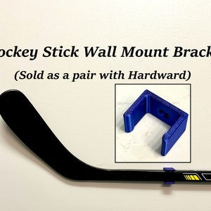 Hockey Stick Wall Holder 2 Brackets for Adult Stick/Organize hockey gear/ Wall-mountable Hockey Stick Rack/Ice Hockey Stick Holder