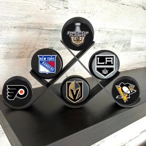 Hockey Puck Display, Hockey Puck Stand, Puck Holder, 6 Puck Holder, Made in USA, Autographed Puck Holder, Game Puck, Red Wings, Avalanche