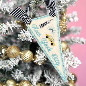 Custom City Felt Pennant Ornament Vacation Souvenir Felt Ornament New York City Ornament