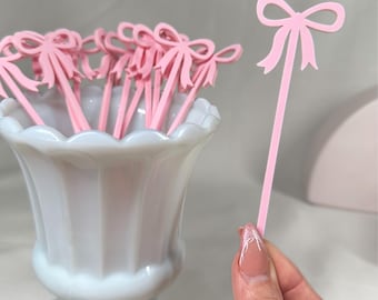 Agitateurs pour boissons en acrylique : déco de fête coquette rose